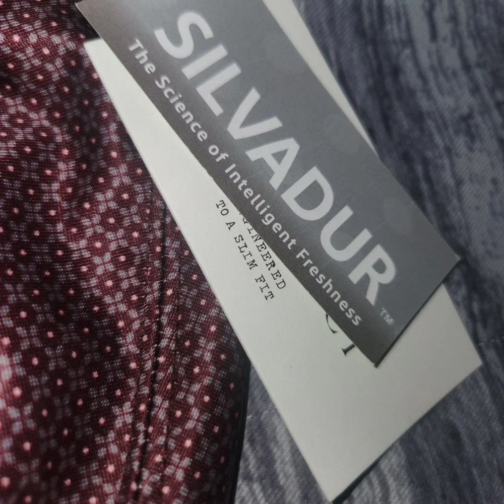 Con.Struct Dot Print Henley Shirt Slim Fit Long Sleeve‎ Burgundy Size L